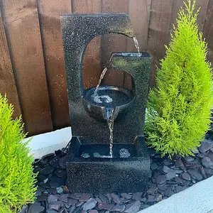 Compact Ebony Contemporary Solar Water Feature