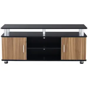 HOMCOM TV Cabinet Stand Entertainment Center Media Console Storage Black, Walnut