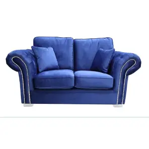 Chesterfield Original Oliver 2 Seater Sofa Malta Navy Blue Velvet In Stock