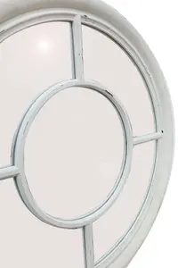 Covingtion Farmhouse Round Mirror/Window Mirror-Distressed White