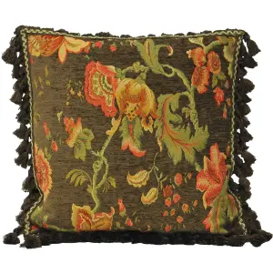 Paoletti Fairvale Floral Tasselled Feather Filled Cushion