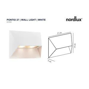 Nordlux Pontio 27 Outdoor Patio Terrace Garden Wall Light In White (Height) 19cm