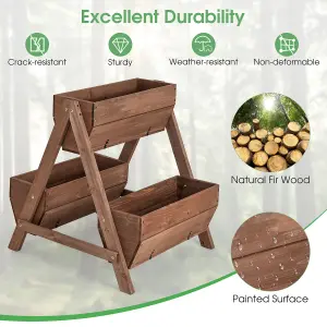 Costway Vertical Raised Garden bed Tiered Elevated Planter Stand w/ 3 Wood Planter Boxes