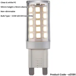 Clear & White 3.5W G9 SMD LED Light Bulb - Non-dimmable Cool White - 400lm 4000k