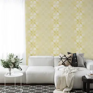 Wallquest Villa Apex Geometric Ochre Wallpaper Acrylic Coated Feature Wall