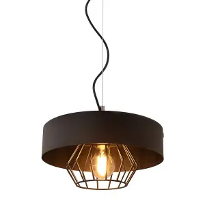 Luminosa Babilon Cylindrical Pendant Ceiling Light Black 29cm