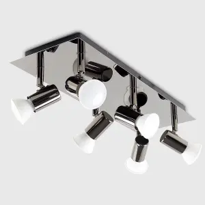 ValueLights Consul Modern Black Chrome 6 Way Adjustable GU10 Ceiling Spotlight