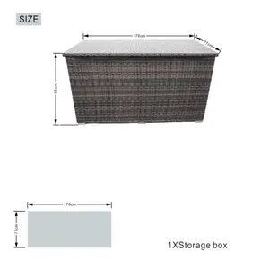 Abrihome 980L Large Rattan Outdoor Storage Deck Box (L170 x H95 x W77)