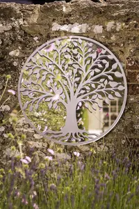 Tree of Life Mirror - Grey Garden Wall Art