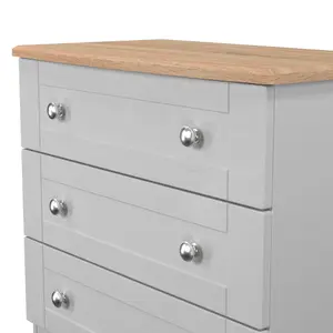 Sussex Ready assembled Grey & oak 3 Drawer Chest (H)692mm (W)765mm (D)415mm