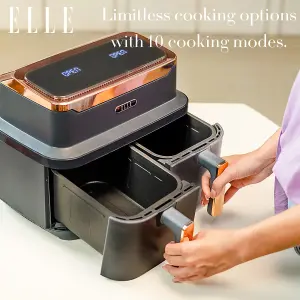 ELLE Air Fryer in Grey and Rose Gold, Dual Air Fryer