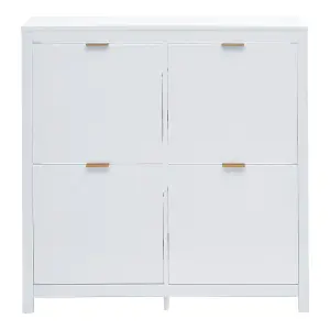 Flip Down Wood Shoe Cabinet in White