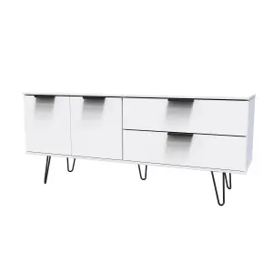 Fuji 2 Drawer 2 Door Wide Sideboard in White Matt (Ready Assembled)