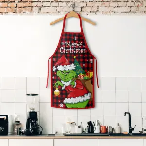 2PC Christmas Apron Grinch Dwarf Home Kitchen Apron