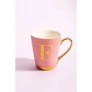 Maison by Premier Mimo Pink Frosted Deco E Letter Monogram Mug