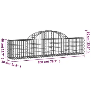 Berkfield Arched Gabion Basket 200x30x40/60 cm Galvanised Iron