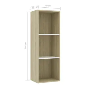 Attwood Bookcase White/Sonoma Oak / 114cm H x 40cm W x 30cm D