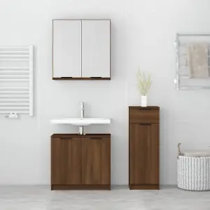 Berkfield 3 Piece Bathroom Cabinet Set Brown Oak Engineered Wood