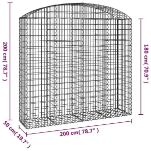 Berkfield Arched Gabion Basket 200x50x180/200 cm Galvanised Iron