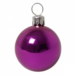 Luxury Shatterproof Ball Ornament (Set of 18) Cerise Pink Shiny / 4cm H x 4cm W x 4cm D