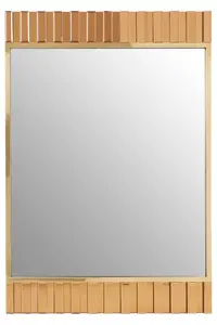 Interiors by Premier Accent Mirror With Metallic Gold Fringes, Sleek Luxe-Style Rectangular New Mirror, Modern Wall Mirror