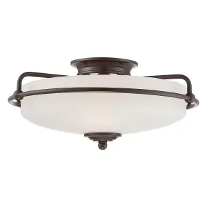 Elstead Quoizel Griffin Bowl Semi Flush Ceiling Light Palladian Bronze