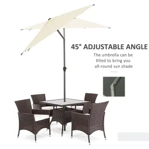 Outsunny 2.58m Aluminium Garden Parasol Sun Umbrella Angled Canopy Beige