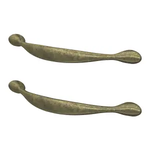 GoodHome Chervil Antique brass effect Kitchen cabinets Bow Pull Handle (L)15.86cm (D)35mm, Pack of 2