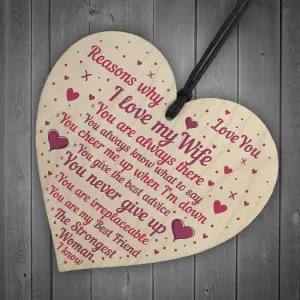 Red Ocean Wooden Heart Valentines Day Gift For Wife Reasons Why I Love You Keepsake Plaque Anniversary Romantic Gifts