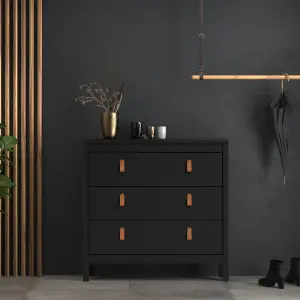 Barcelona Chest 3 drawers in Matt Black