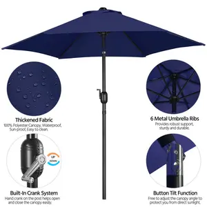 Market Parasol Navy Blue / 224cm H x 230cm W x 230cm D