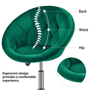 Yaheetech Green Upholstered Height Adjustable Round Swivel Chair