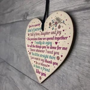 Red Ocean Special Handmade Wood Heart Plaque Gift Perfect For Your Best Friend Thank You Friendship Keepsake