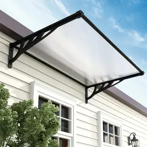 Black Front Door Canopy Awning Canopy Rain Shelter for Window,Porch and Door W 150 cm x D 90 cm x H 28 cm