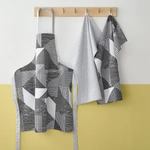 Catherine Lansfield Kitchen Larsson Geo 70x80cm Adult Apron Grey