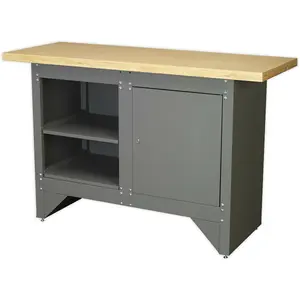 Durable Heavy Duty Steel Workbench with Lockable Cupboard and Shelf for Garage and Workshop