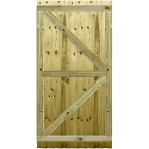 Premier Garden Supplies Pedestrian Gate 180cm (6ft) High x 90cm Wide Feather Edge Flat Top Fully Framed Single Swing Gate