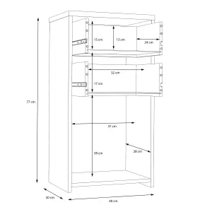 Best Chest Storage Cabinet 2 Drawers 1 Door in Artisan Oak/White