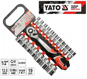 YATO YT-38681, professional ratchet (72T) socket set 1/2" 19 pcs AS-DRIVE