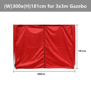 SunDaze Red Side Panel with Zipper for 3x3M Pop Up Gazebo Tent 1 Piece