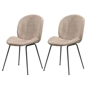 Costway Set of 2 Dining Chairs Upholstered Armless Accent Chair Velvet Kitchen Chair