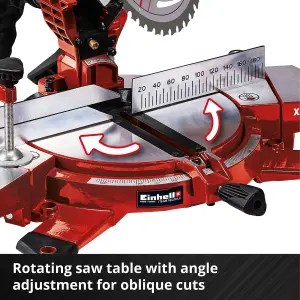 Einhell Cordless Compound Mitre Saw 210mm 18V Power X-Change  45 Degree Mitre 47 Degree Swivel TE-MS 18/210 Li Solo - Body Only