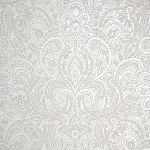 Galerie Adonea Ares Antique White Metallic Damask 3D Embossed Wallpaper Roll