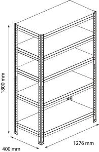 GoodHome Rand 5 shelf HDF & steel Shelving unit (H)1800mm (W)1276mm (D)400mm