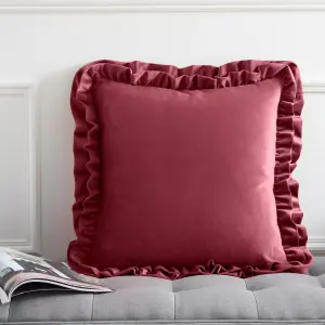 Catherine Lansfield So Soft Velvet Touch Double Frill 43x43 cm Cushion Raspberry