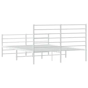 Berkfield Metal Bed Frame with Headboard and Footboard White 140x190 cm