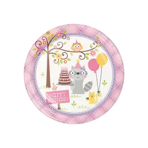 Creative Party Happi Woodland Paper Dinner Plate (Pack of 8) Multicoloured (One Size)