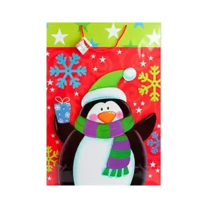 Unique Party Penguin Christmas Gift Bag Red/Multicoloured (One Size)