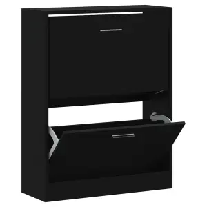 Berkfield Shoe Cabinet Black 63x24x81 cm Engineered Wood