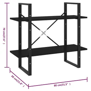 Berkfield 2-Tier Book Cabinet Black 80x30x70 cm Engineered Wood